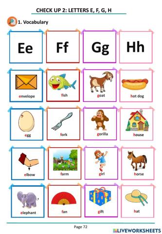 Check up 2:Letter E,F,G,H Mrs Oanh