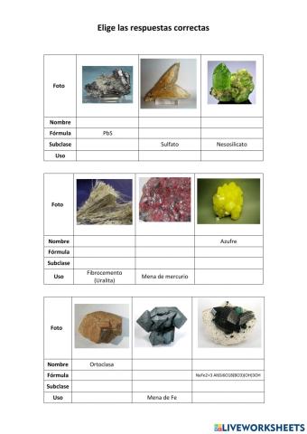 Clasificación minerales