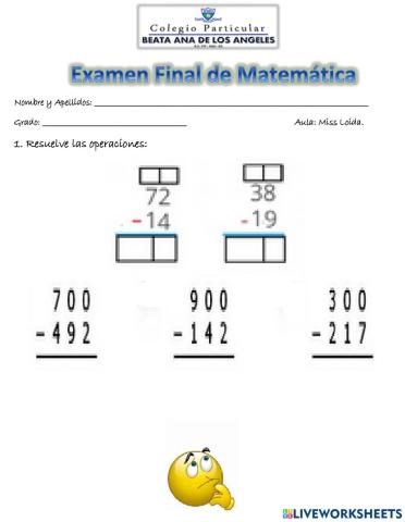Examen final de matemática