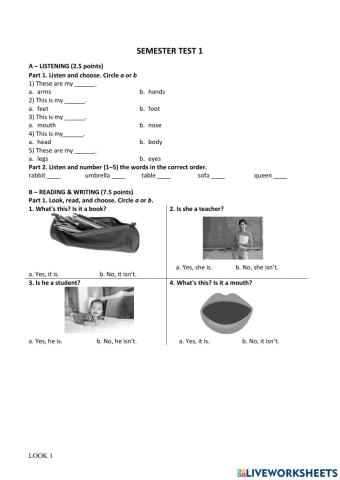 Semester Test 1- Look 1