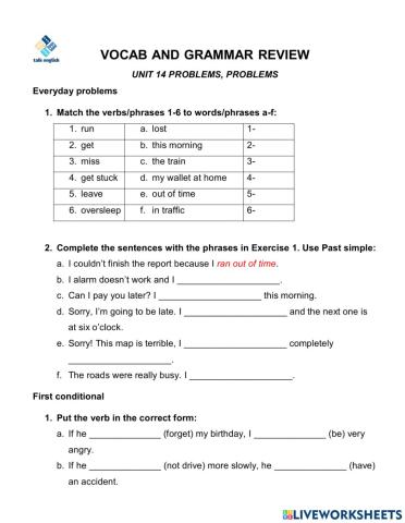 Vocab and Grammar review U14