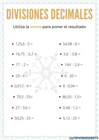 Divisiones decimales