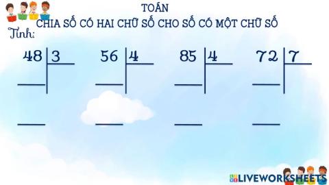 Toán 3 - Chia số có 2 chữ số cho số có một chữ số.