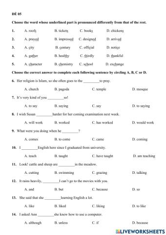 Đề 5 - hk1 - tiếng anh 9