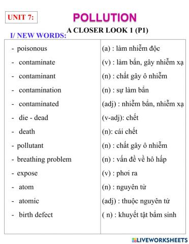 English 8- unit 7- a closer look 1
