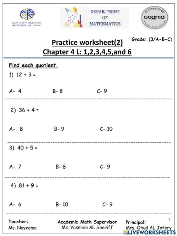 Division Facts and strategies
