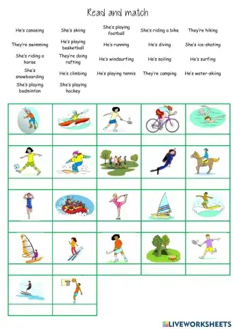 Unit 3 free time and adventure read and match