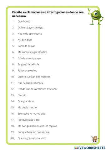 Signos de exclamación e interrogación