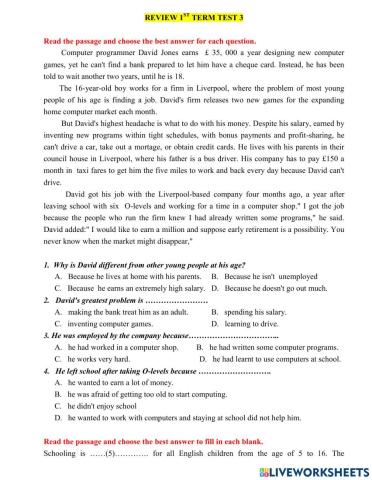 Review 1st Term Test 3