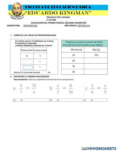 Evaluación de Matemáticas
