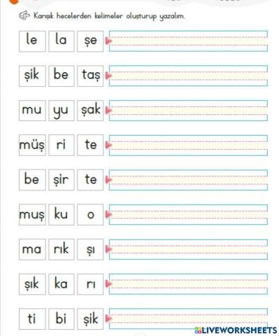 Karışık Heceleri Birleştirelim
