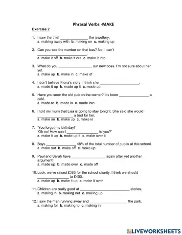 Phrasal Verbs-Make (Exercise 2)