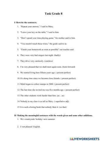 Task Grade 8