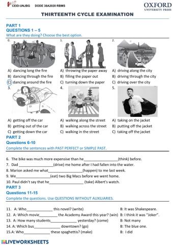 Thirteenth cycle exam A