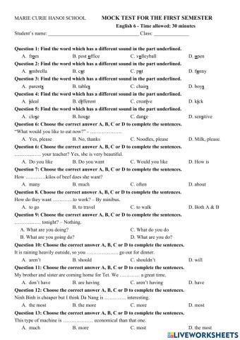 Mock test 6