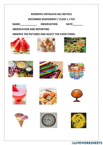 Select the food items