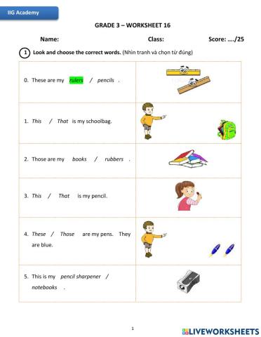 IIG-Grade 3-Worksheet 16