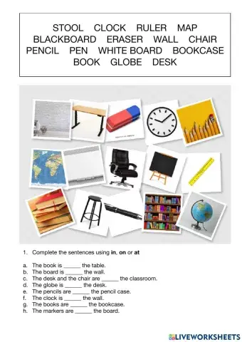 School material and prepositions