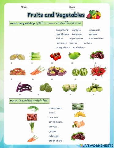 Fruits and Vegetables