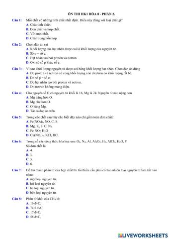 Ôn thi hk1 hóa 8 PHẦN 2