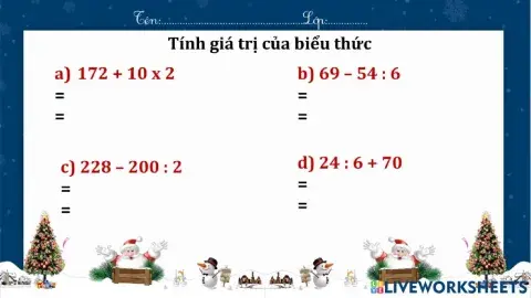 Tính giá trị của biểu thức (tt)