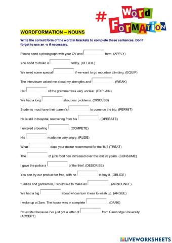 Wordformation - Nouns
