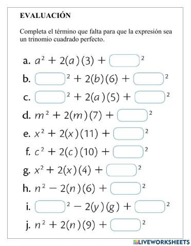 Trinomio Cuadrado Perfecto