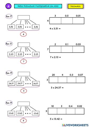 Estructura Multiplicativa - Cálculos (R4)  Decimales