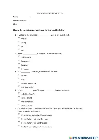 Conditional sentence type 1