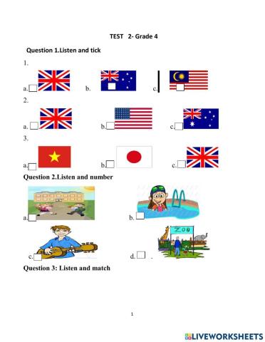 Revision for the 1st term test- 2-Grade 4