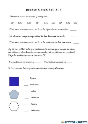 Repaso matemáticas 6
