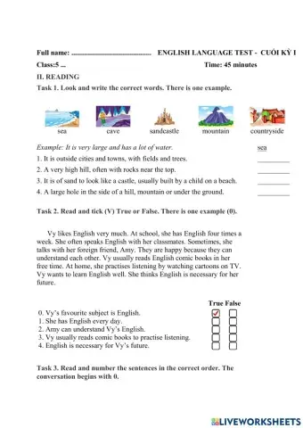 Grade 5 test 2 final test term 1