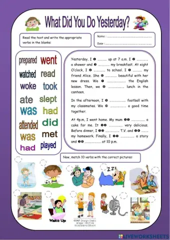 Simple past - what did you do yesterday?