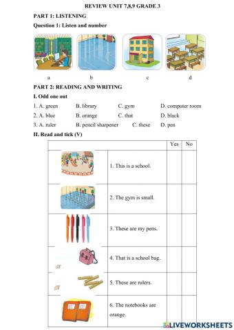 Review unit 7,8,9 grade 3
