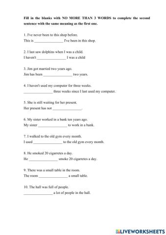 PET-Writing (Tenses)