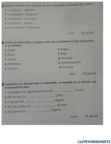 Test a1 grammaire