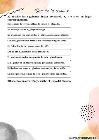 Uso de la x