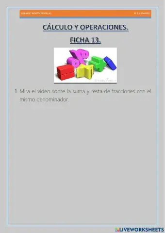 Cálculo y operaciones. Ficha 13.