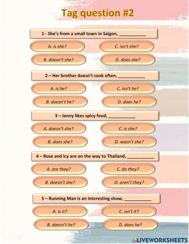 Tag question exercise