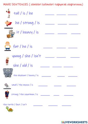 Make sentences, adjectives