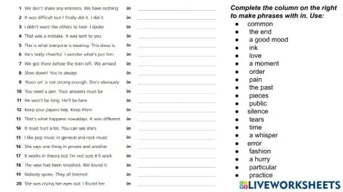 Phrases with IN-sentences