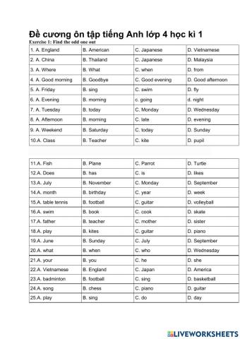 Grade 4 review- first final test