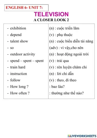 English 6- unit 7- a closer look 1