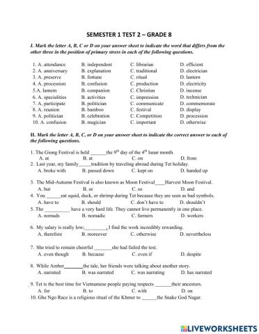 Semester 1.2 grade 8