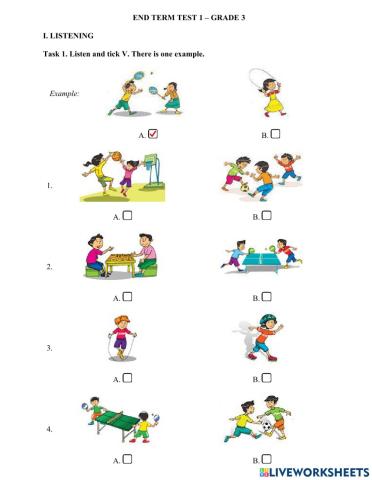 End term test 1 - Grade 3