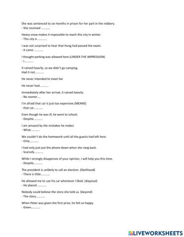 Rewrite the sentences