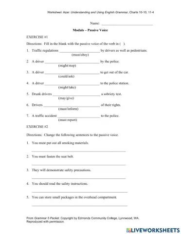 Passive voice - Modal verbs