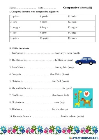 Comparative short adjectives