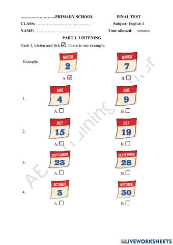 Grade 4 final first term test 4