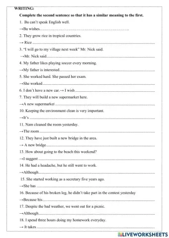 Grade 10  REVISION -WRITING